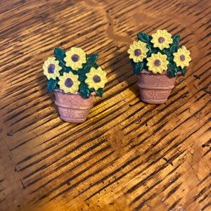 🌻🌻Unusual Sunflower, potted flowers, earrings